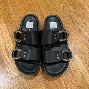 Black chunky leather sandals